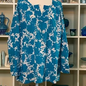 Blue tropical blouse